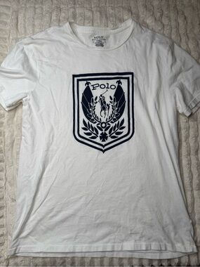 Polo by Ralph Lauren White Tee with Navy Crest Graphic